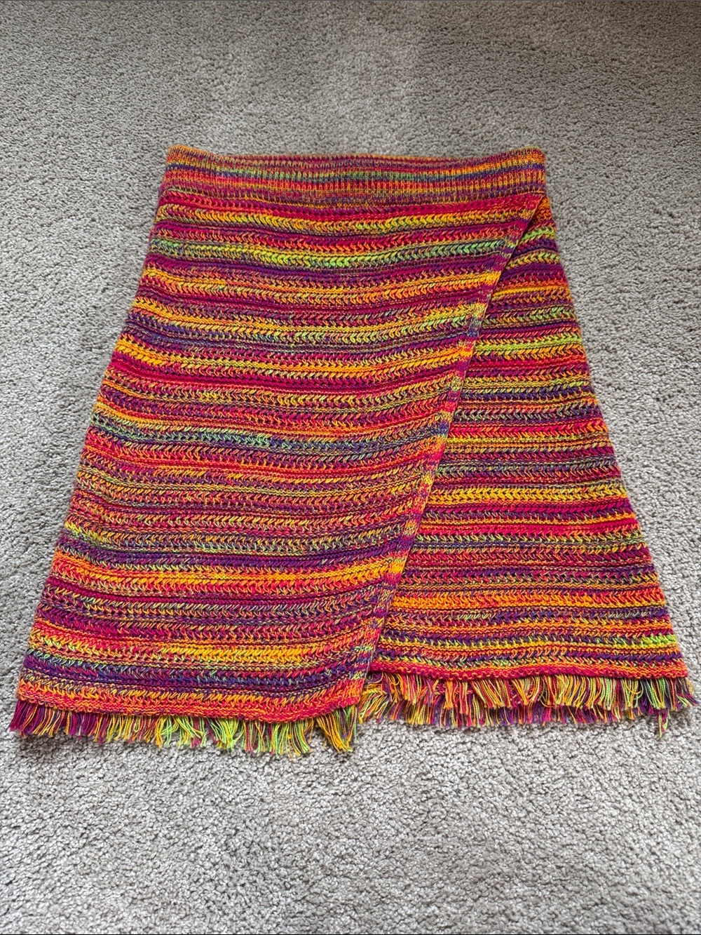 Multicolor Crochet Skirt with Fringe